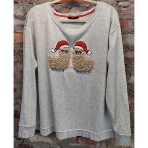 Jane Delancey Christmas Top Womens Sz L Llama Shirt Sweatshirt Furry